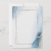 Invitation Élégant Mariage botanique en marbre bleu or (Dos)