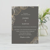 Invitation Élégant Mariage botanique Floral Or (Debout devant)