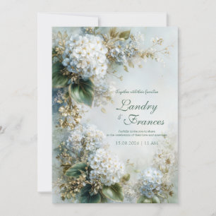Invitation Élégant Mariage Botanique Hydrangea Or Blanc