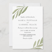Invitation Élégant mariage botanique minimaliste à feuilles (Devant)