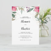 Invitation Élégant Mariage botanique rose or (Debout devant)