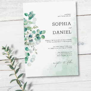 Invitation Élégant Mariage Botanique Rustique Feuilles d'Euca