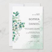 Invitation Élégant Mariage Botanique Rustique Feuilles d'Euca (Devant)