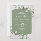 Invitation Élégant Mariage botanique Sage vert blanc (Devant)