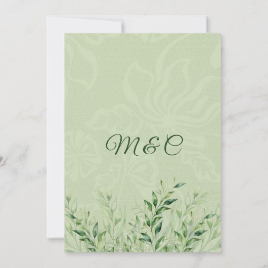 Invitation Élégant Mariage botanique vert (Dos)