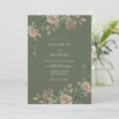 Invitation Élégant mariage botanique vert olive (Debout devant)