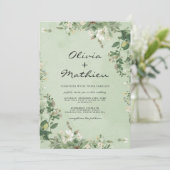 Invitation Élégant Mariage botanique vert Sage (Debout devant)
