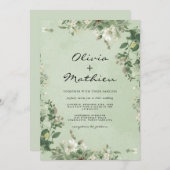 Invitation Élégant Mariage botanique vert Sage (Devant / Derrière)