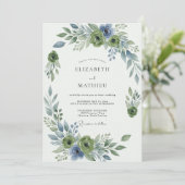 Invitation Élégant mariage botanique vert sauge (Debout devant)