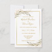 Invitation élégant mariage botanique vert sauge or script (Devant)
