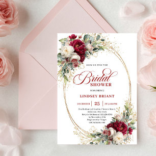 Invitation Élégant Mariage Bourdon Blanc Or Douche de Mariée 