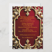 Invitation Elégant Mariage Bourgogne Or Ornate Red Pearls (Dos)