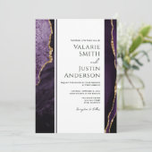 Invitation Élégant Mariage budget d'âge violet tout en un (Debout devant)