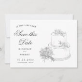 Invitation Élégant Mariage Cake Photo Enregistrer La Date (Devant)