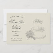 Invitation Élégant Mariage Cake Photo Enregistrer La Date (Devant)