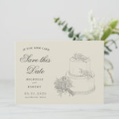 Invitation Élégant Mariage Cake Photo Enregistrer La Date (Debout devant)