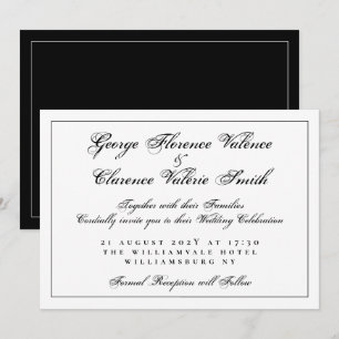 Invitation Élégant Mariage Calligraphié de Style Classique