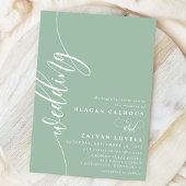 Invitation Élégant mariage calligraphié Dusty Mint