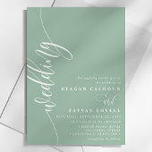 Invitation Élégant mariage calligraphié Dusty Mint