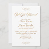 Invitation Élégant Mariage Calligraphié en Or Nous sommes Mar (Devant)