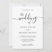 Invitation Élégant Mariage Calligraphie Moderne Noir & Blanc (Devant)