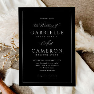 Invitation Élégant mariage calligraphié noir et blanc