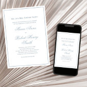 Invitation Élégant Mariage Calligraphie Script Dusty Blue