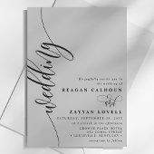 Invitation Élégant mariage calligraphie script gris doux