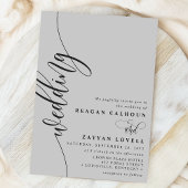 Invitation Élégant mariage calligraphie script gris doux