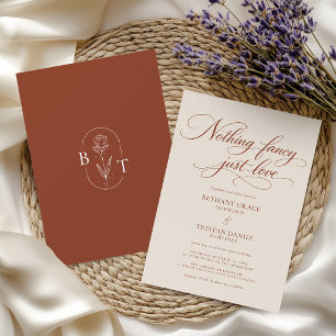 Invitation Élégant Mariage Calligraphie Terracotta
