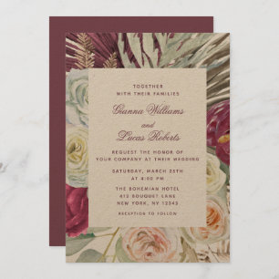 Invitation Elégant Mariage campagnard floral Boho aquarelle