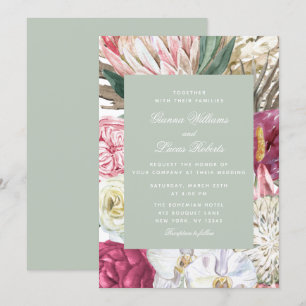 Invitation Elégant Mariage campagnard floral Boho aquarelle