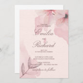 Invitation Élégant mariage campagnard floral en poudre rose d (Devant / Derrière)