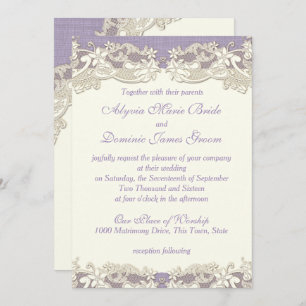 Invitation Élégant Mariage campagnard Lavande