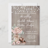 Invitation Élégant Mariage campagnard Rose en bois rustique (Devant)