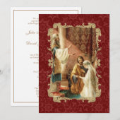 Invitation Élégant Mariage catholique Gold Bourgogne Invitati (Devant / Derrière)