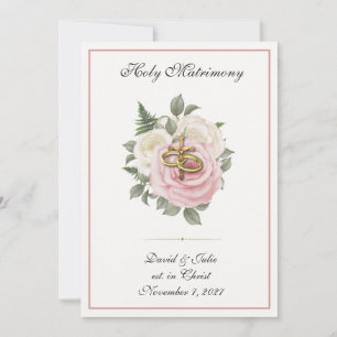 Invitation Élégant mariage catholique religieux floral Roses