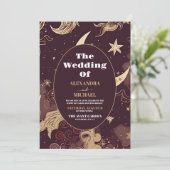 Invitation Élégant Mariage céleste d'or de Bourgogne (Debout devant)