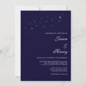 Invitation Élégant Mariage Céleste Écriture Bleu Minuit (Devant)