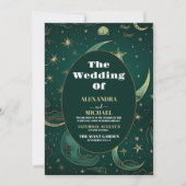 Invitation Élégant Mariage céleste Emerald Green Gold (Devant)