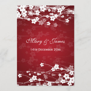 Invitation Élégant mariage cerise fleurs rouge