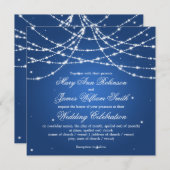 Invitation Élégant Mariage Chaîne Étincelante Bleu (Devant / Derrière)