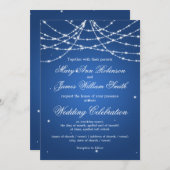 Invitation Élégant Mariage Chaîne Étincelante Bleu (Devant / Derrière)