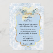 Invitation Elégant Mariage Champagne Bleu et Blanc (Devant / Derrière)