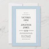 Invitation Élégant Mariage Chic Bleu & Crème (Devant)
