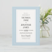 Invitation Élégant Mariage Chic Bleu & Crème (Debout devant)