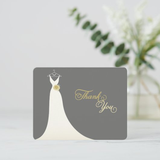 Invitation Élégant Mariage chic Gown Merci de Fête des mariée (Debout devant)