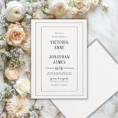 Invitation Élégant Mariage Chic Noir & Crème