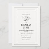 Invitation Élégant Mariage Chic Noir & Crème (Devant)