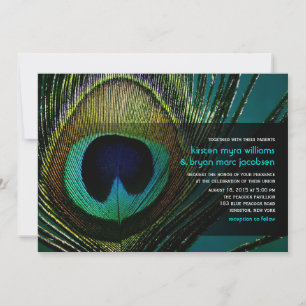 Invitation Élégant Mariage Chic Peacock Feather